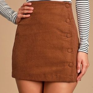 Katherina Rust Brown Button Down Corduroy Skirt